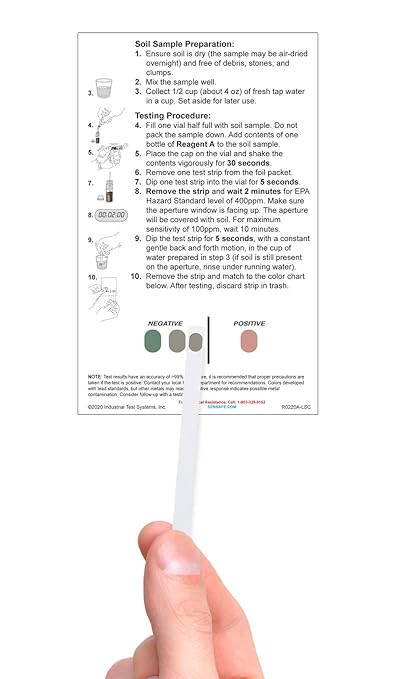 Industrial Test Systems SenSafe 480311 Lead Soil Test Strip, 0-400ppm Range, Five Tests