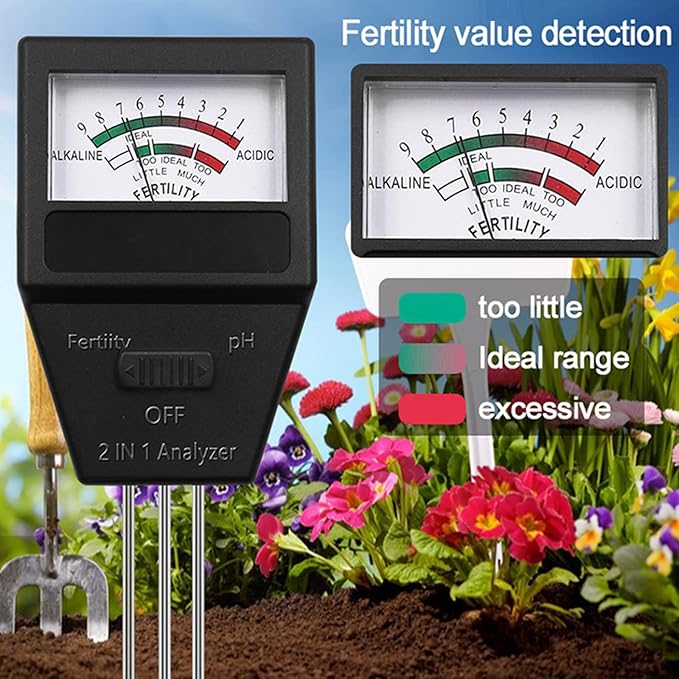 Soil PH Fertility Meter with 3 Probes for Garden Farm Lawn Outdoor & Indoor