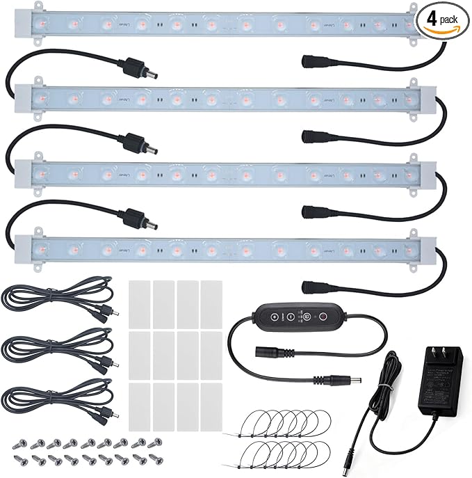 Litever Grow LED Light Strip Kits for Plants, 36W with Timer, Full Spectrum White Grow Lights, Easy Installation. Good for Indoor Plants Grow Shelf, Greenhouse, Grow Cabinets