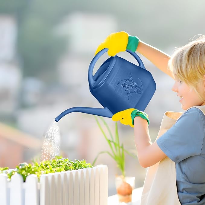 Hand Plastic Watering Can - for Home Plant Garden - 1/2 Gallon - Blue