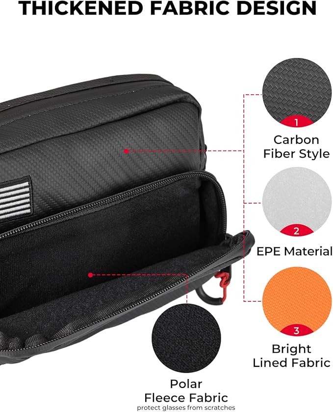 KEMIMOTO Motorcycle Handlebar Bag with Waterproof Cover Universal Bicycle Handle Bar Tool Bag for Front Fork Sissy Bar Compatible with Cruiser Softail Dyna Sportster Dirtbike Carbon Fiber