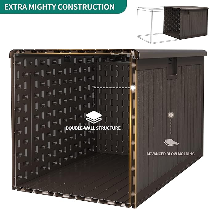 YITAHOME 230 Gallon Large Deck Box with Divider & Side Handles, Outdoor Double-Wall Storage for Patio Furniture Cushions, Garden Pool Accessories, Waterproof & Lockable