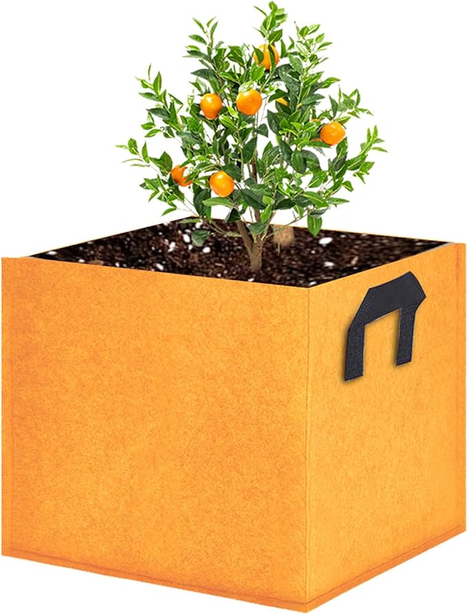 Square Grow Bags, Garden Fabric Planter Container with Handles Bed Flower Vegetables Pots 1MM Thickness Economic Colorful (Brown,11.81x11.81x11.81 Square)