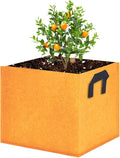 Square Grow Bags, Garden Fabric Planter Container with Handles Bed Flower Vegetables Pots 1MM Thickness Economic Colorful (Brown,9.84x9.84x9.84 Square)