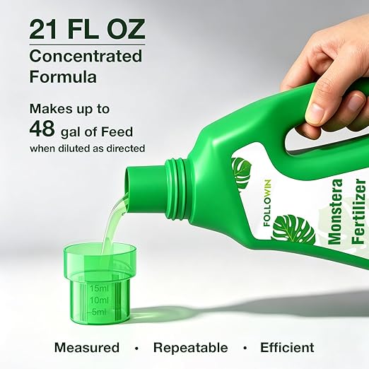 FOLLOWIN Monstera Fertilizer Liquid, 3-1-2 NPK Tropical Plant Food for Indoor Houseplants, Water Soluble Concentrated Formula with Micronutrients for Deliciosa Adansonii Albo Variegata, 21 fl oz