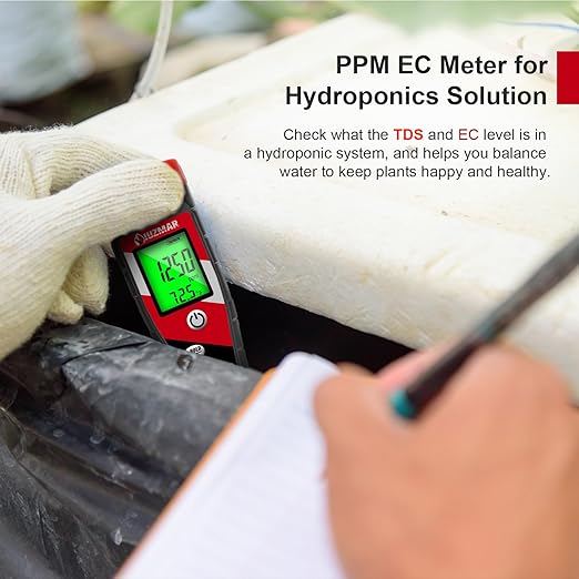 Digital pH Meter pH TDS EC Meter for Hydroponic Solution pH and EC Meter with LCD Display TDS Water Tester pH PPM Meter for DWC Setup Aeroponic