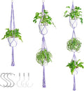 XXXFLOWER 3 Pack Macrame Plant Hanger Indoor Set with Hooks Handmade Woven Cotton Rope Flower Pot Crochet Plant Holder Stand Boho Plant Decor Hanging Planter Baskets Set of 3 with Beads Purple
