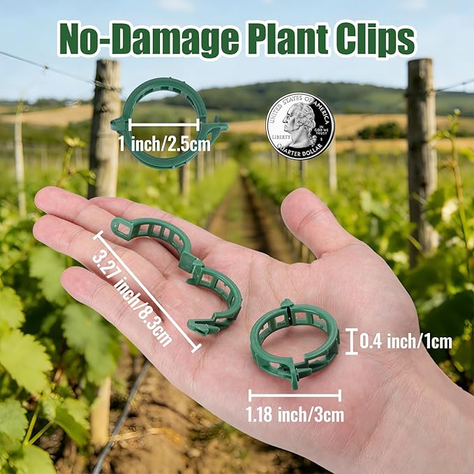 300 Pcs Tomato Clips for Climbing Plants & Garden Clips | All-Season Durable Reusable Plant Supports for Cucumbers, Grapes and Vegetables (Green)