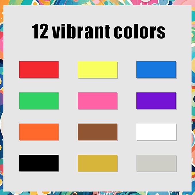 12 Colors Jumbo Markers, 10mm Jumbo Felt Tip, Acrylic Paint Pens Markers for Rock Painting, Poster, Stone, Ceramic, Glass, Wood, Canvas