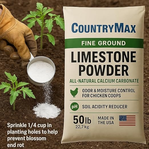 Fine Ground Limestone Powder 50 lb – All-Natural Calcium Carbonate for Lawns, Gardens, Chicken Coops, Odor Control, Soil pH, and Agriculture – Soft White Lime Rock Dust