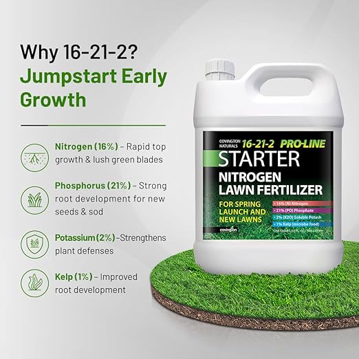 Covington ProLine 16-21-2 Liquid Lawn Starter Fertilizer (32 oz) – High Phosphorus Lawn Food for Seed, Sod & Spring Grass, New Turf – Concentrated Fertilizer for Strong Root Growth & Early Green-Up