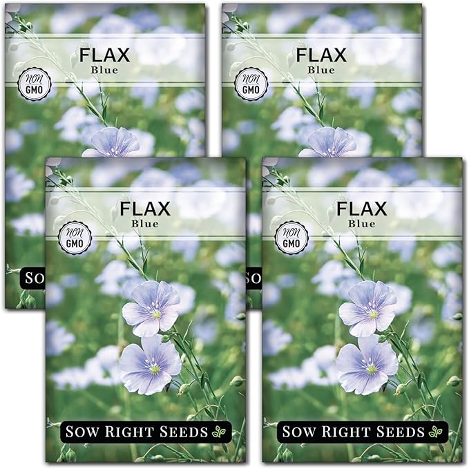 Sow Right Seeds - Blue Flax Seeds for Planting - Non-GMO Heirloom Packet with Instructions to Plant an Outdoor Wildflower Garden - Striking Blue Perennial Native, Drought Tolerant for Home Gardens (4)