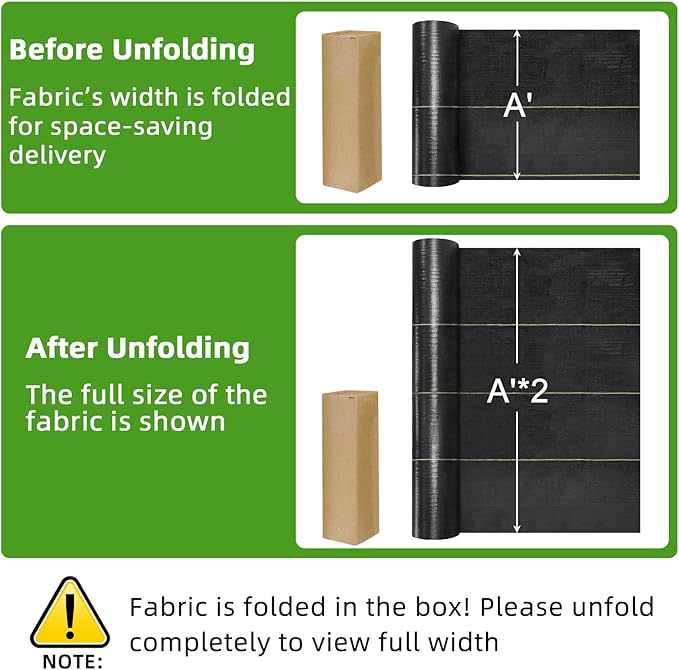 Shade&Beyond Custom 4ftx131ft Weed Barrier Fabric, 3.5oz Heavy Duty Landscape Fabric with Superior Permeability Weed Control, Garden Woven Ground Cloth with Staples