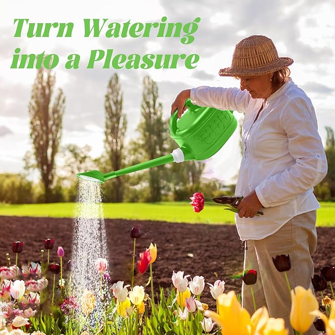 1 Gallon Watering Can, Garden Watering Can Outdoor, Plant Water Can with Removable Long Spout and Stainless Steel Sprinkler Head, Plastic Indoor Watering Cans for Gardening Flower Plants