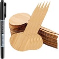 OBTANIM 75 Pack Bamboo Round Plant Labels with A Marker Pen, Garden Markers Sign Plant Tags for Seedling Potted Herbs Flowers Vegetables
