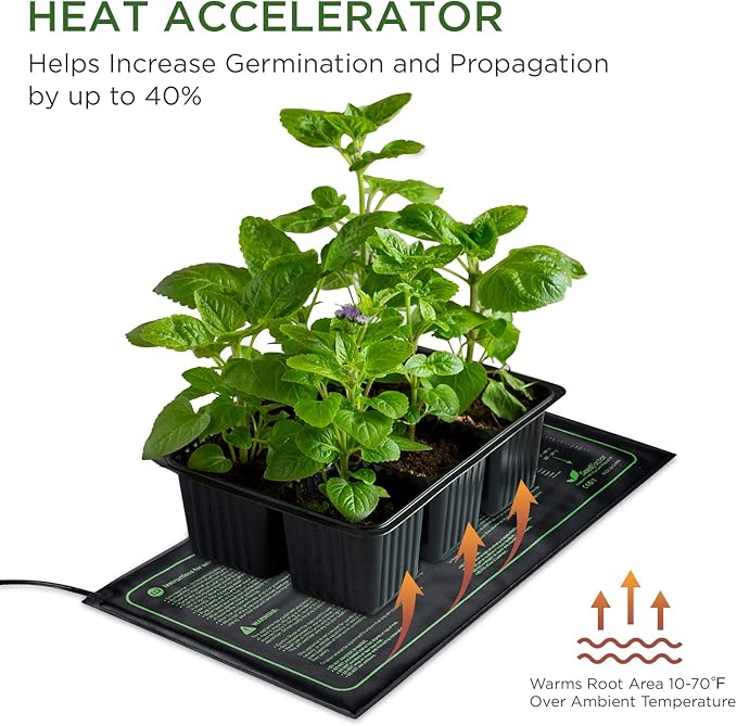 Seedfactor MET Certified Seedling Heat Mat, Adjustable Temperature Waterproof Durable Germination Station Heat Mat, Warm Hydroponic Heating Pad for Indoor Home Gardening Seed Starter