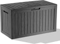 Vixzen 90 Gallon Resin Deck Box, Lockable Outdoor Storage Box for Patio Cushions Storage Furniture,Garden Tools, Pool Supplies, Weatherproof and UV Resistant（Black，90 Gallon）