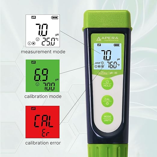 Apera Instruments GroStar Series GS4-P pH/EC/500ppm/700ppm/ORP 6-in-1 Combo Pen Tester Kit with Replaceable Double-Junction pH/EC Probe and ORP Probe for Hydroponics Water Quality Testing, Gen II