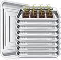 10 Pcs Stainless Steel Seed Starter Tray, Stainless Metal Garden Trays, Nursery Seedling Pots for Collection Transplantation & Propagation Flats, No Drain Holes(10.6 x 7.9 x 1.4 Inch)