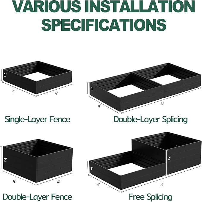 FONTOI Raised Garden Beds Outdoor, 4x4x1ft Divisible Elevated Planter Boxes Outdoor for Planting Plants Vegetables Flowers Herb Fruits, Planter Raised Beds for Gardening with Easy Assembly, Square