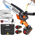 Electric Mini Chainsaw for Pruning Small Trees, Brushless 8 inch & 6 inch Portable Hand Saw with 2 Rechargeable Batteries, 1000W Handheld Chain Saw for Wood Cutting, Gardening Gifts for Father’s Day