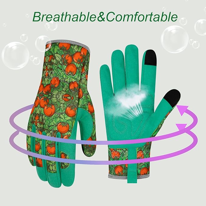 Leather Gardening Gloves for Women Thorn Proof Garden Gloves Touch Screen Working Gloves Gifts,M