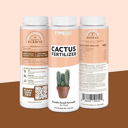 Cactus Fertilizer – Liquid Plant Food for All Cacti, Supports Healthy Cactus Growth & Blooming, 32 oz