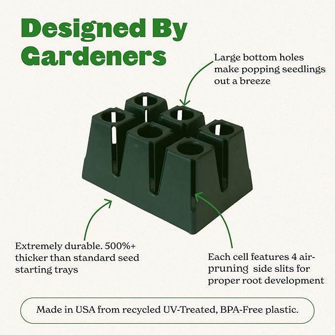 Epic Gardening Reusable Seed Starter Tray - 6 Cell/120 Seedling Starter Trays - Easy Watering, Indoor Greenhouse, Plant Starter, Gardener-Friendly for Seedlings | UV-Treated & BPA-Free - Sage Green
