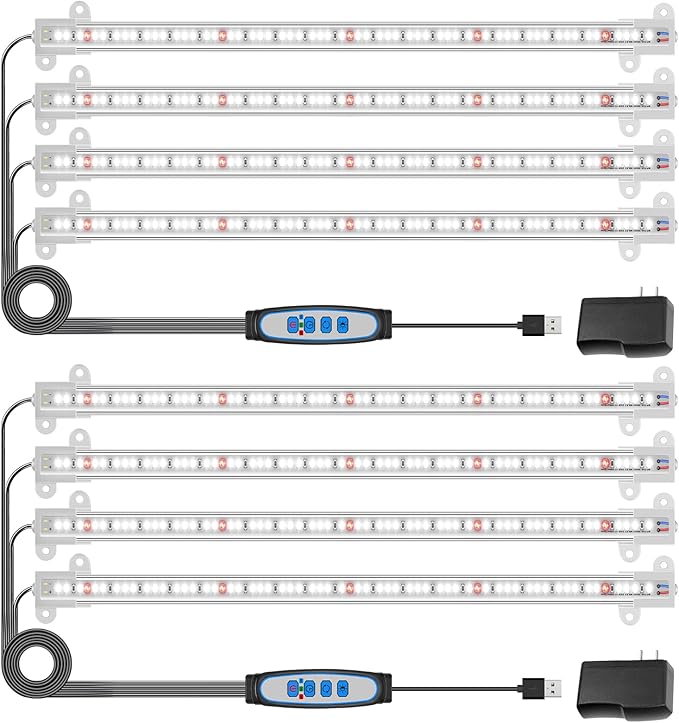 Wiaxulay Grow Lights for Indoor Plants, Full Spectrum, 6000K LED Plant Grow Light Strips, Grow Lamp with Auto On/Off 6/12/16H Timer, 5 Dimmable Levels, 3 Switch Modes for Hydroponics Seedling