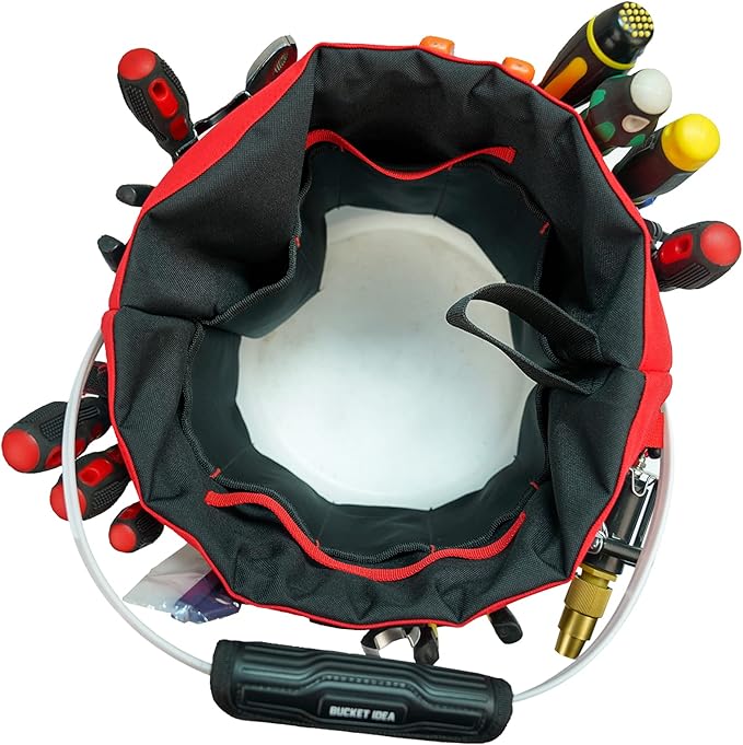 MELOTOUGH Bucket Tool Organizer With 35 Pockets Fits to 3.5-5 Gallon Bucket (Red)