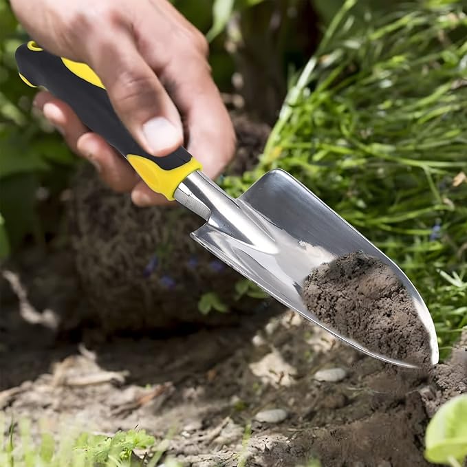 Thovorrnl Garden Shovel Hand Trowel Mini Shovel Aluminum Cast-Aluminum Heavy Duty Gardening Tool Yellow