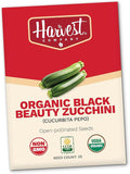 The Harvest Company Organic Black Beauty Zucchini Seeds – USDA & CCOF Certified Organic, Non-GMO, Open-Pollinated Heirloom Vegetable Seeds for Indoor & Outdoor Gardening (25 Seeds)