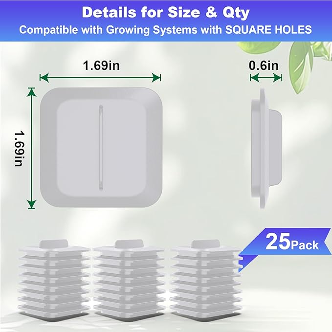 Plant Spacer Kit Compatible with Idoo, LYKO, QYO for Square Seed Pods, Grow Plant Deck Openings for Indoor Hydroponic Growing System, Square Spacer Cover Lid Accessories, Square (White, 12Pack)
