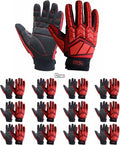 HANDLANDY Anti Vibration Gloves, SBR Padding, TPR Protector, Mechanic Work Gloves (Large, Black)