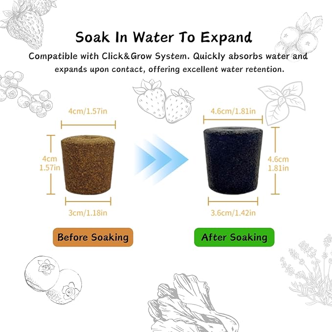20pcs Grow Sponges, Seedless Replacement Seed Pods Compatible with Click and Grow Smart Garden, Refill Seed Starter pod for Hydroponics Growing System Supplies