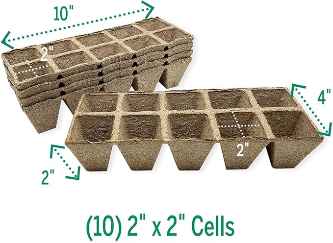 Jiffy Seed Starting Tray - Biodegradable, Plant Germination Cells - 20 Strips (200 Cells) - Peat