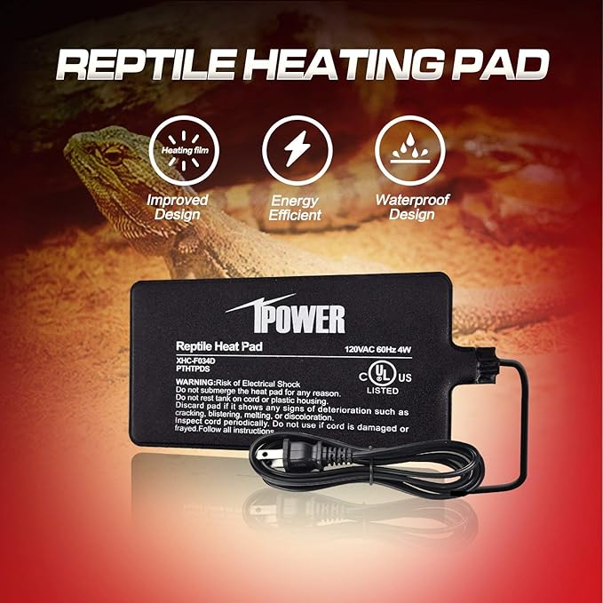 iPower 4 by 7-Inch Reptile Heating Pad Under Tank Terrarium Heater Warmer Heat Mat for Small Animals (Pack of 2)
