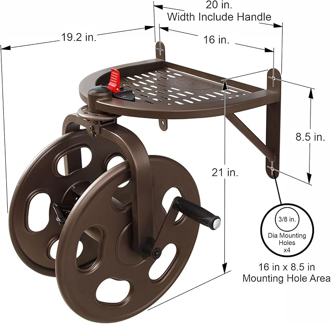 Liberty Garden Navigator Hose Reel, Bronze, with Flip Top