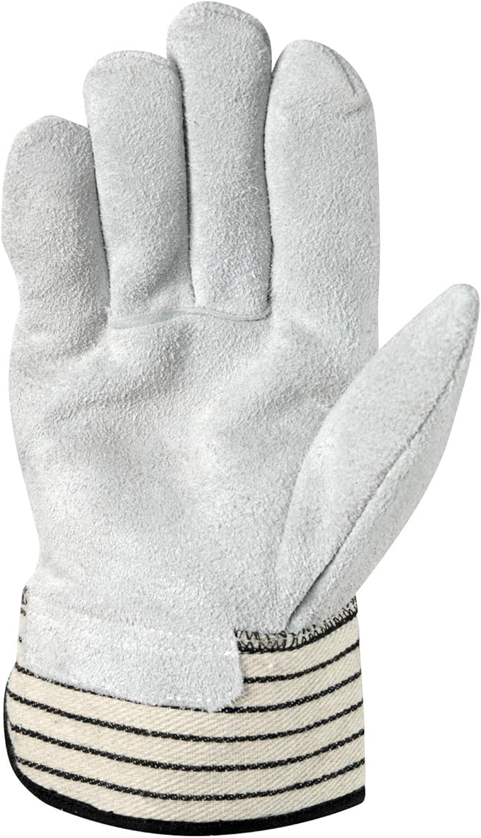 Wells Lamont Men's Heavy Duty Leather Palm Work Gloves with Safety Cuff, Small (4000S)