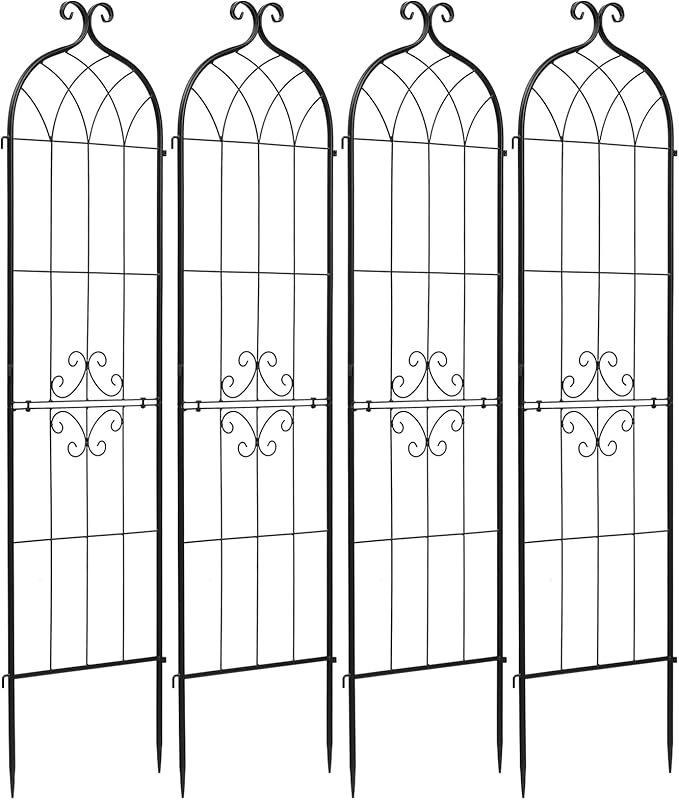 VEVOR Garden Trellis, 60 x 15 inch Rose Trellis, 4 Packs Garden Flower Rose Trellises with Powder-Coated Finish & Convenient Locking Design, Plant Support Trellises for Flowers, Vegetables, Roses