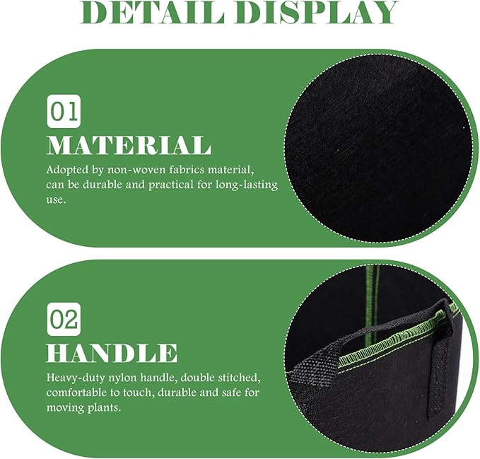 DOITOOL 5 Pack Plant Grow Bags 11.4 Inch Nonwoven Fabric Seedling Pots with Drainage for Vegetable Flower Garden Nursery Use