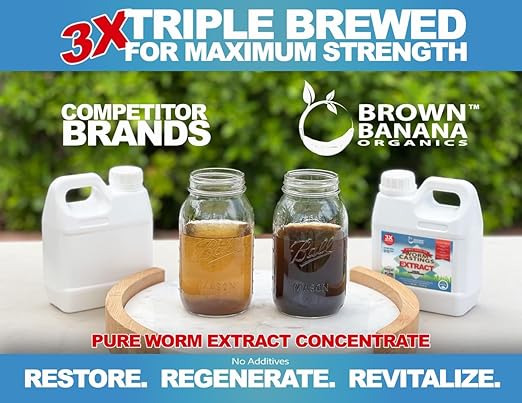 Organic Worm Castings Extract - Natural Liquid Plant Food for Stronger Roots, Bigger Blooms and Healthier Soil; Liquid Worm Tea Concentrate - 1 Liter (33 oz)