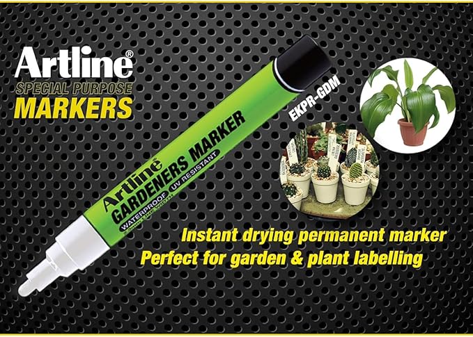 Artline Gardeners Markers | Professional Series | For Use On Plants, Labels, and More | UV Resistant | Waterproof | EKPR-GDM | 2.3mm Bullet Tip | Pack of 12 | White