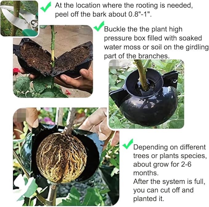 20 PCS Air Layering Pods, Reusable Transparent Grafting Ball Air Layering Propagation Kit Plant Root Growing Box for Fast Tree Propagation Tubes Kit (With Extra Zip Ties)
