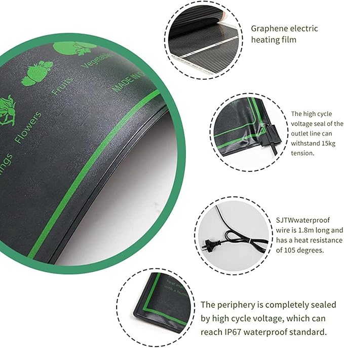Seedling Heat Mat,Plant Heating Mat, Seedling Heating Mat with Thermostat Waterproof Greenhouse Heating Pad for Hydroponic Seedling Reptile Plant, Germination Warming Mat for Gardening,48 * 20in