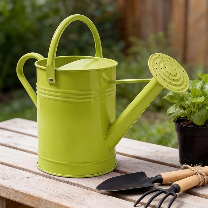 6.5L Metal Watering Can for Outdoor & Indoor Plants, Galvanized Steel Metal Water Can with Removable Spout, Movable Top Handle, Rust-Resistant Watering Pot for Garden, Lawn, Flowers