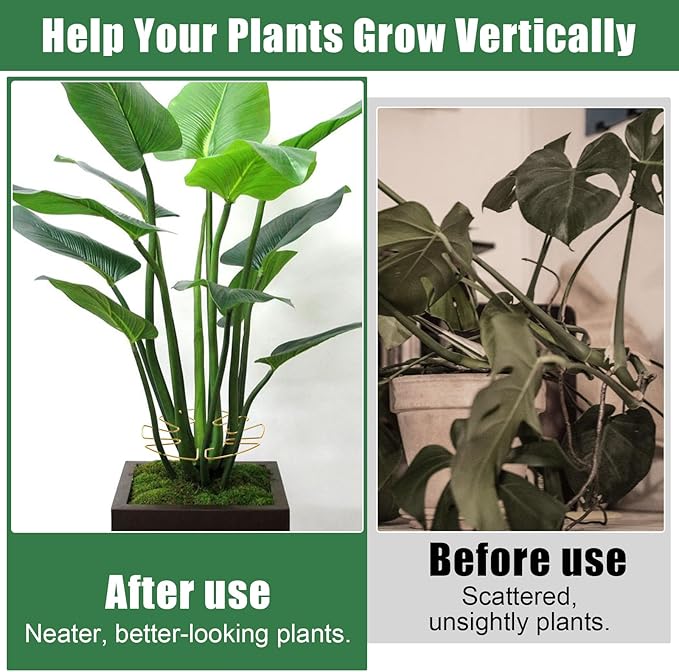 5 PCS Iron Monstera Plant Stabilizer, Metal Monstera Plant Stabilizer for Indoor Plants, Plants Stem Holder for Thriving Growth Indoor Plants(Gold)