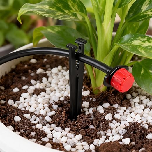 100 Pieces 1/4 Inch Drip Irrigation Support Stakes, 5.6-Inch Long Plastic 1/4'' Heavy-Duty Tubing Holder Stakes for Irrigation Hose/Emitter Support Garden Greenhouse Drip Supplies