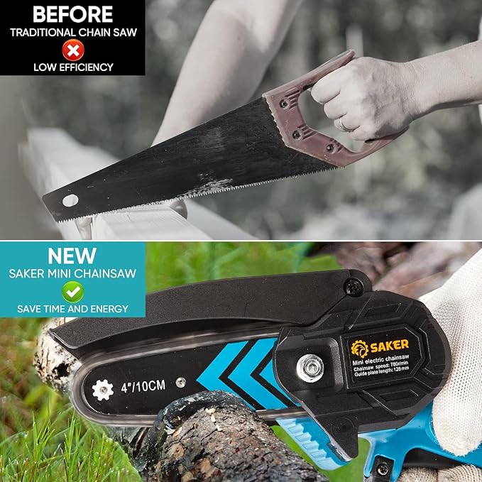 Saker Mini Chainsaw,Portable Electric Chainsaws Cordless,Handheld Chain Saw Pruning Shears Chain Saws for Tree Branches,Courtyard,Household and Garden,Gifts for Men Dad Husband Women