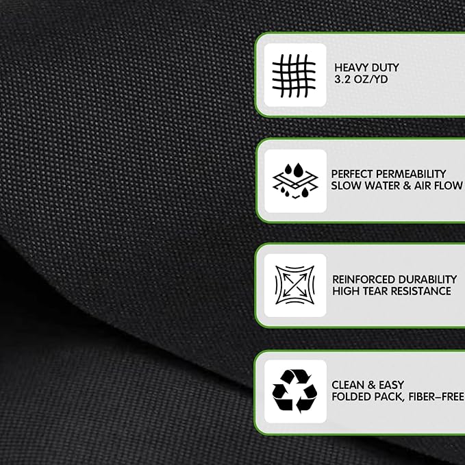 Non-Woven Weed Barrier Fabric, 3ft x 50ft, Easy Install & Breathable Ground Cover - Landscape Fabric for Gardens, Flower Beds, Mulch & Professional Weed Control